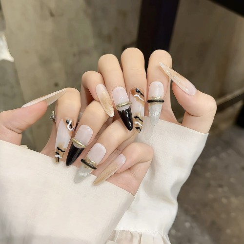 Fashion Long Handmade Press-On Nails For Women BVNL-368