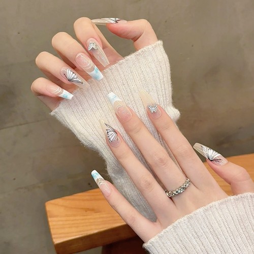 Fashion Long Handmade Press-On Nails For Women BVNL-369