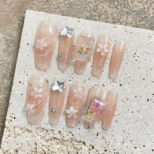 Fashion Long Handmade Press-On Nails For Women BVNL-372