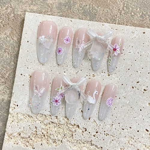 Fashion Long Handmade Press-On Nails For Women BVNL-373