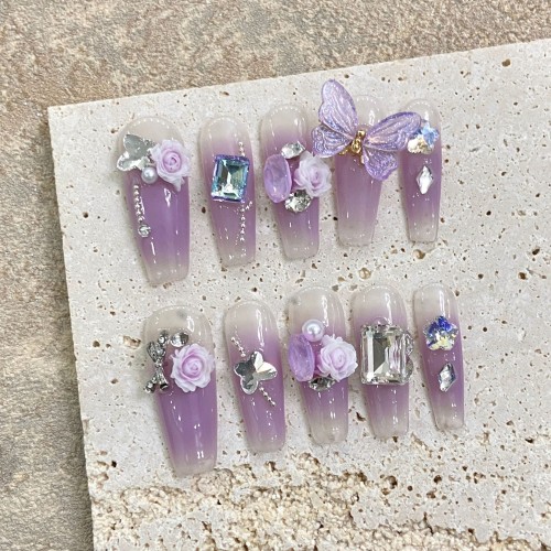 Fashion Long Handmade Press-On Nails For Women BVNL-374