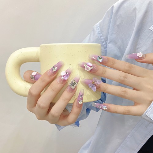 Fashion Long Handmade Press-On Nails For Women BVNL-374