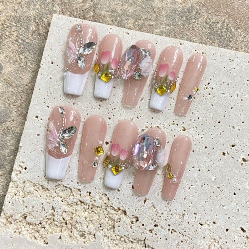 Fashion Long Handmade Press-On Nails For Women BVNL-376