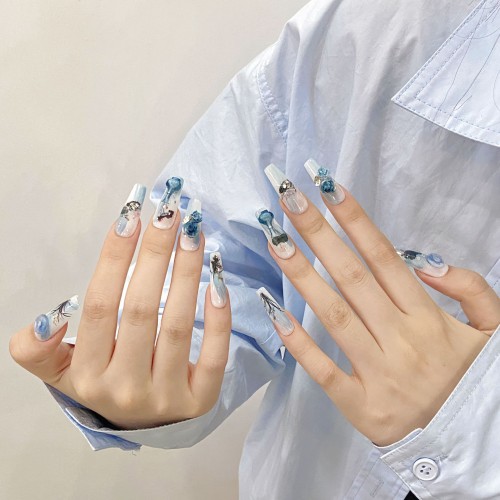 Fashion Long Handmade Press-On Nails For Women BVNL-377