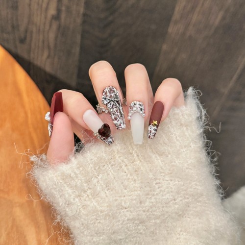 Fashion Long Handmade Press-On Nails For Women BVNL-44