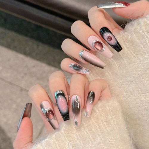 Fashion Long Handmade Press-On Nails For Women BVNL-50