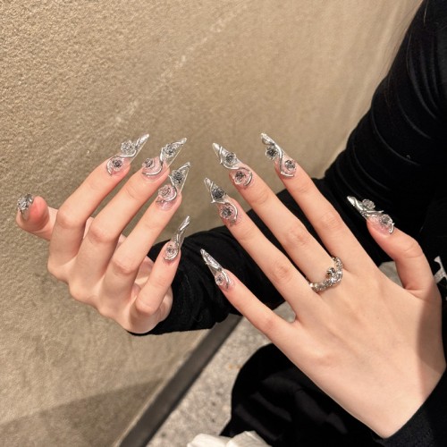 Fashion Long Handmade Press-On Nails For Women BVNL-55