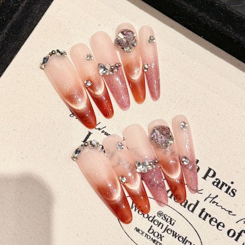 Fashion Long Handmade Press-On Nails For Women BVNL-59