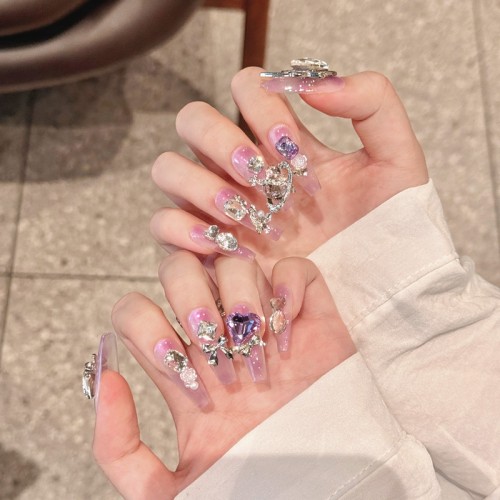 Fashion Long Handmade Press-On Nails For Women BVNL-64