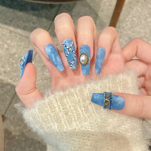 Fashion Long Handmade Press-On Nails For Women BVNL-67