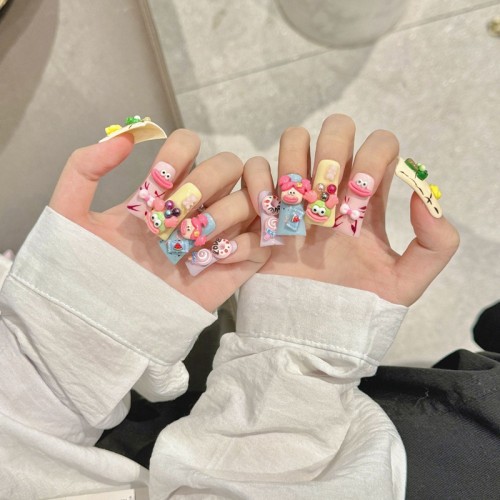 Fashion Long Handmade Press-On Nails For Women BVNL-69