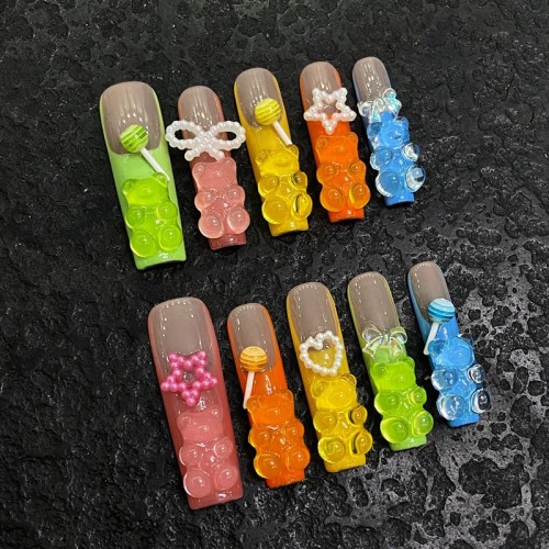 Fashion Long Handmade Press-On Nails For Women BVNL-71