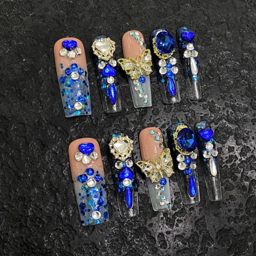 Fashion Long Handmade Press-On Nails For Women BVNL-78