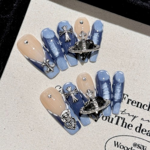 Fashion Long Handmade Press-On Nails For Women BVNL-82