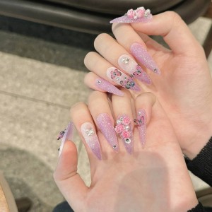 Fashion Long Handmade Press-On Nails For Women BVNL-83 