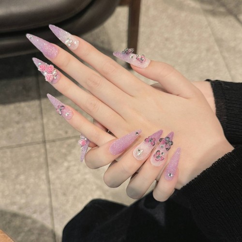 Fashion Long Handmade Press-On Nails For Women BVNL-83