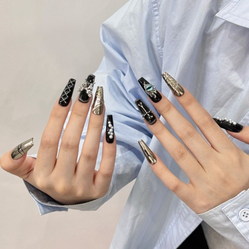 Fashion Long Handmade Press-On Nails For Women BVNL-86