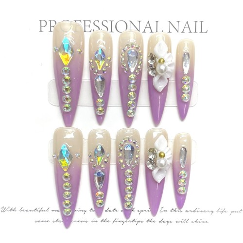 Fashion Long Handmade Press-On Nails For Women BVNL-92