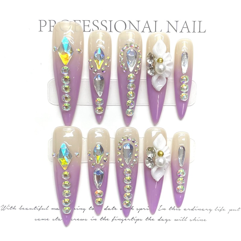 Fashion Long Handmade Press-On Nails For Women BVNL-92 