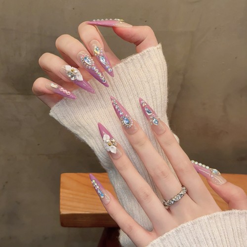 Fashion Long Handmade Press-On Nails For Women BVNL-92