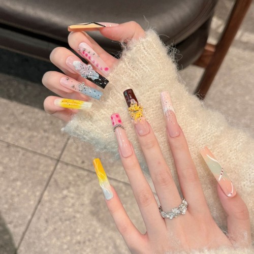 Fashion Long Handmade Press-On Nails For Women BVNL-98