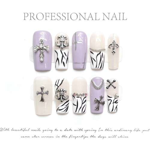 Fashion Long Handmade Press-On Nails For Women BVNL-99