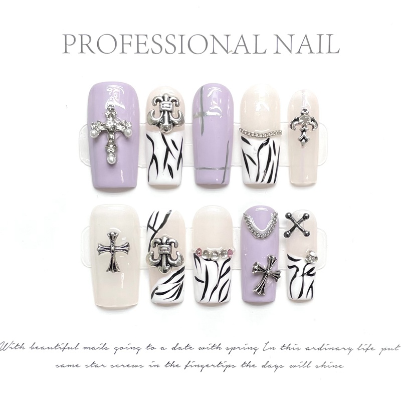 Fashion Long Handmade Press-On Nails For Women BVNL-99 