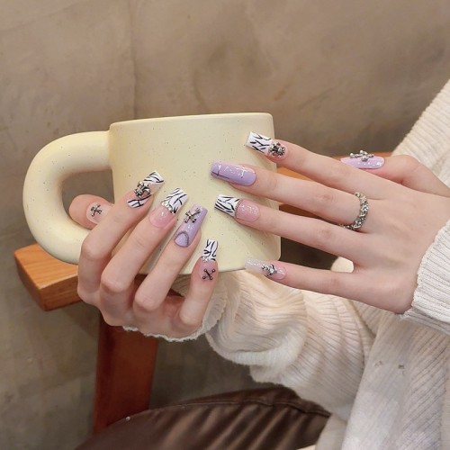 Fashion Long Handmade Press-On Nails For Women BVNL-99