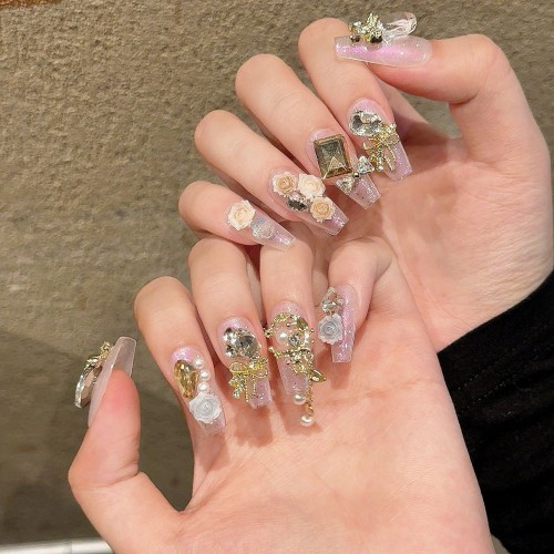 Fashion Medium Handmade Press-On Nails For Women BVNM-105