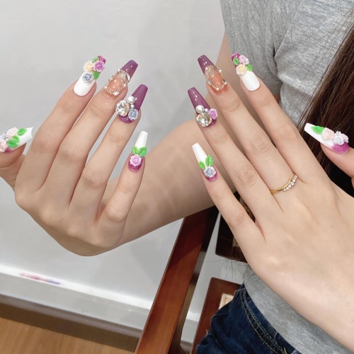 Fashion Medium Handmade Press-On Nails For Women BVNM-110