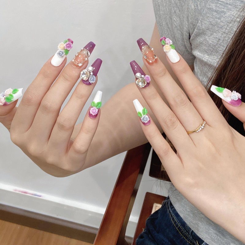 Fashion Medium Handmade Press-On Nails For Women BVNM-110 