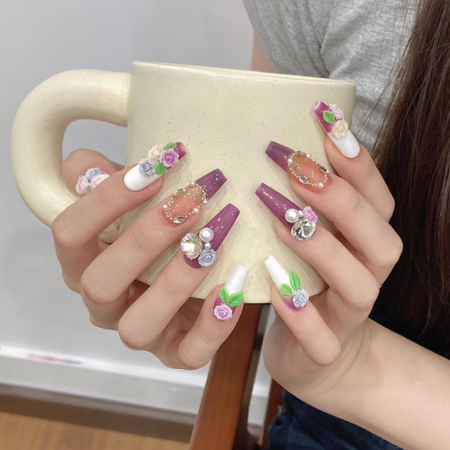 Fashion Medium Handmade Press-On Nails For Women BVNM-110