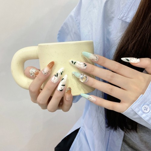 Fashion Medium Handmade Press-On Nails For Women BVNM-111