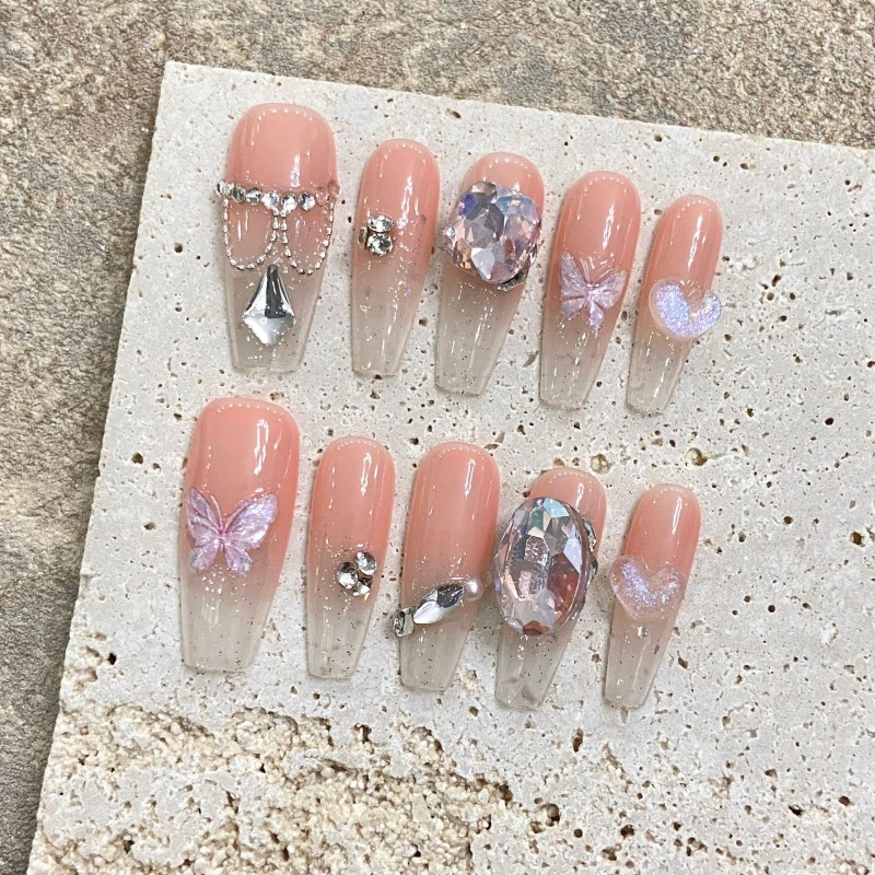 Fashion Medium Handmade Press-On Nails For Women BVNM-113