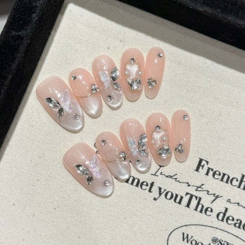 Fashion Medium Handmade Press-On Nails For Women BVNM-12