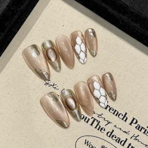 Fashion Medium Handmade Press-On Nails For Women BVNM-16