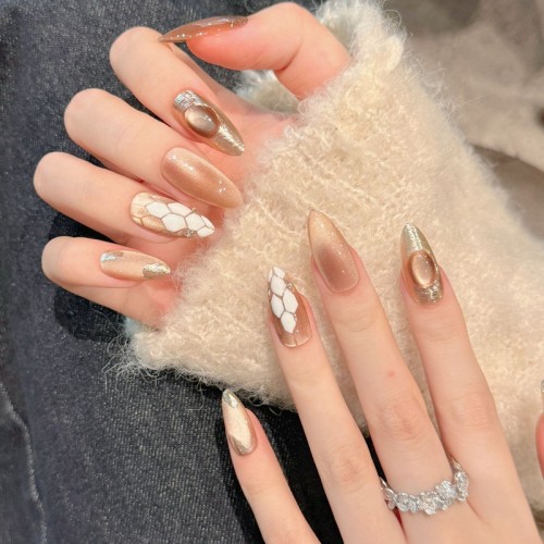 Fashion Medium Handmade Press-On Nails For Women BVNM-16