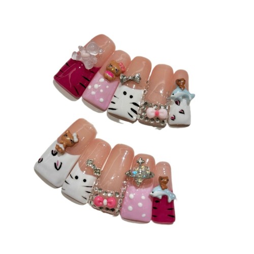 Fashion Medium Handmade Press-On Nails For Women BVNM-27