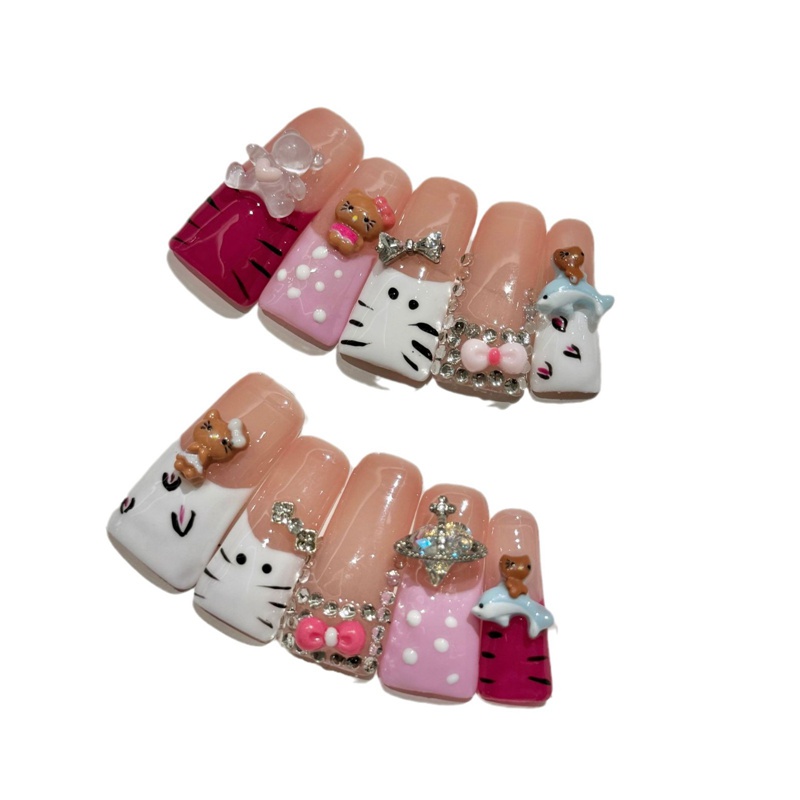 Fashion Medium Handmade Press-On Nails For Women BVNM-27 