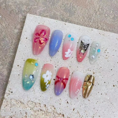 Fashion Medium Handmade Press-On Nails For Women BVNM-38