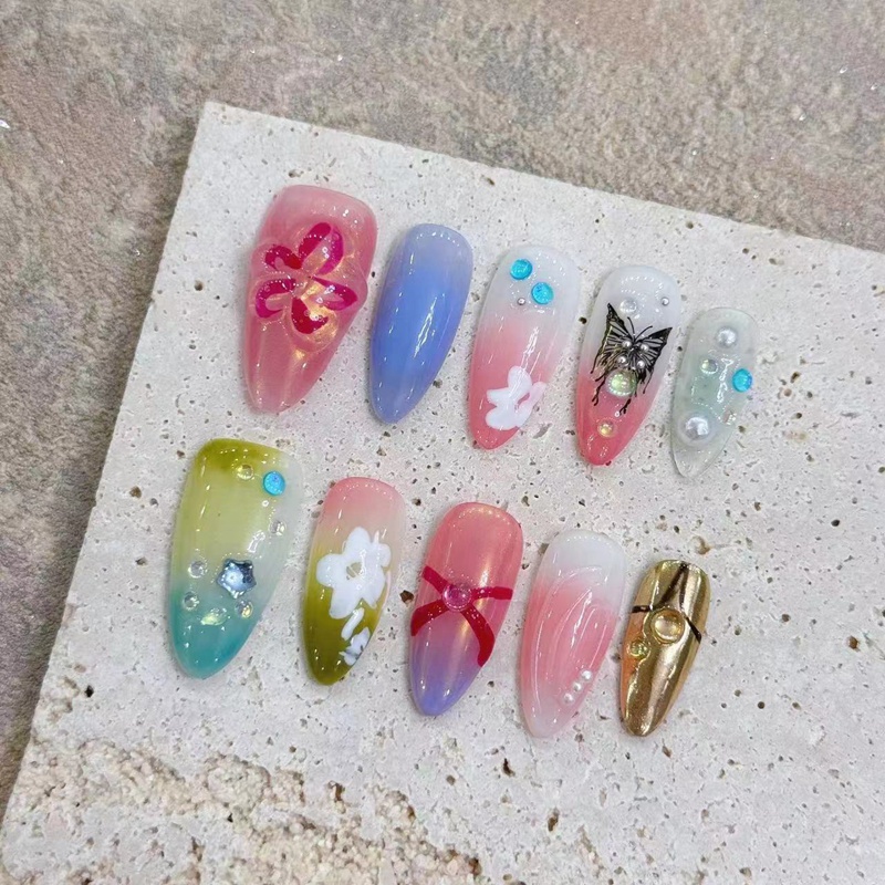 Fashion Medium Handmade Press-On Nails For Women BVNM-38 