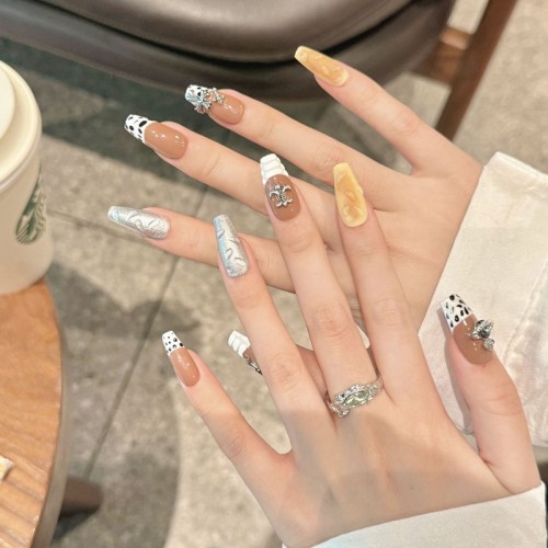 Fashion Medium Handmade Press-On Nails For Women BVNM-39