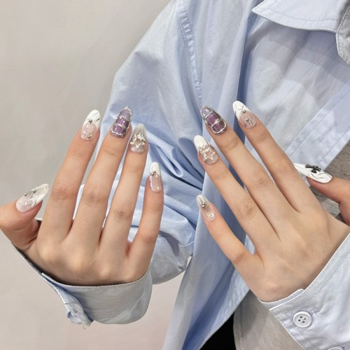 Fashion Medium Handmade Press-On Nails For Women BVNM-43