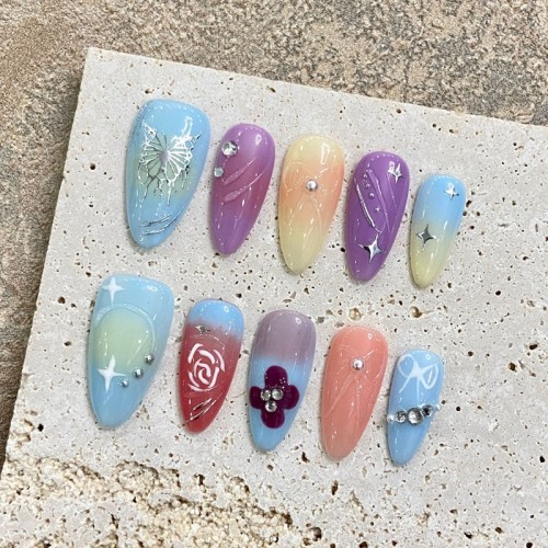 Fashion Medium Handmade Press-On Nails For Women BVNM-44