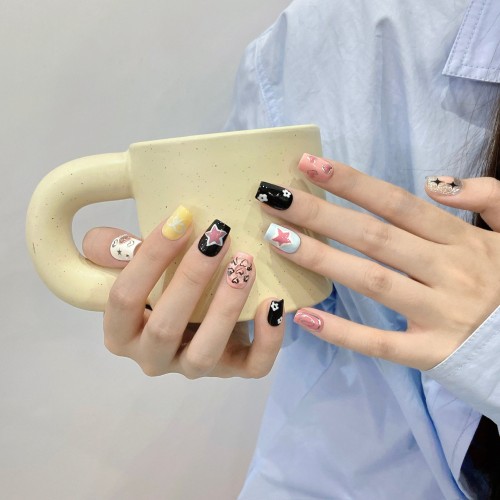 Fashion Medium Handmade Press-On Nails For Women BVNM-58