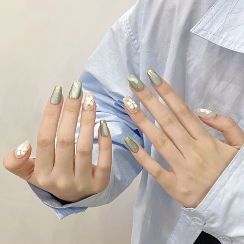 Fashion Medium Handmade Press-On Nails For Women BVNM-69