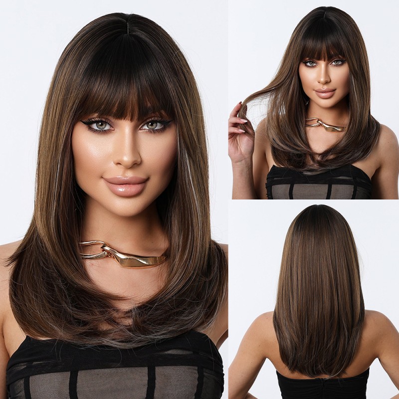 Fashion Medium Synthetic Wigs For Women SLDMH-18